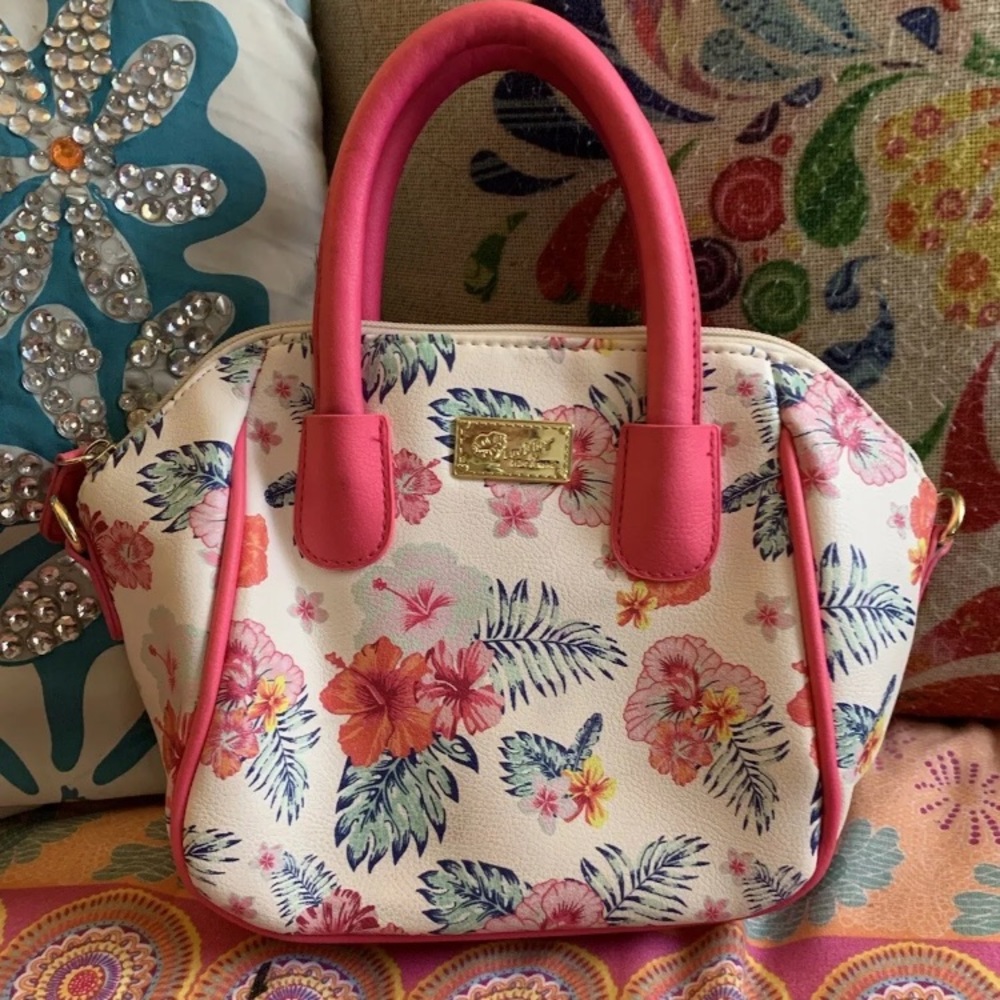 Betsy Johnson Pink Floral Shoulder Bag Small